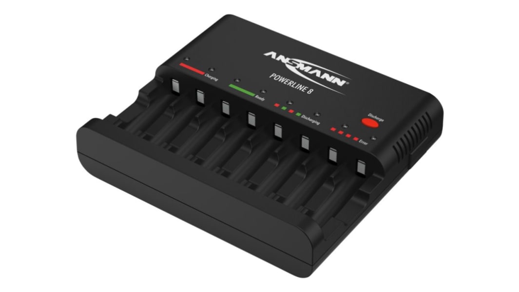 Ansmann Powerline 8 Traveller Battery Charger For NiCd, NiMH AA, AAA 8 Cell with Worldwide plug