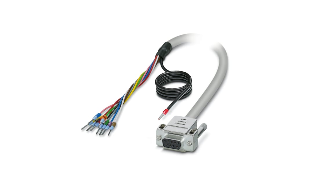 Phoenix Contact Female 9 Pin D-sub Unterminated Serial Cable, 1m PVC, CABLE-D- 9SUB/F/OE/0.25/S/1.0M Series
