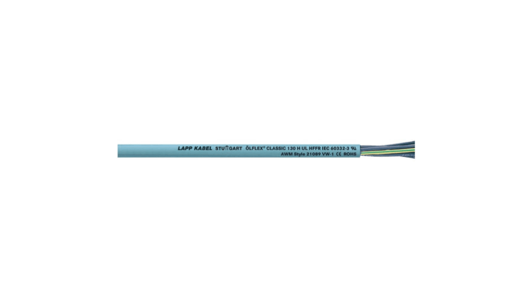 Câble de commande Lapp ÖLFLEX CLASSIC 130 500 V, 3 x 1 mm², 17 AWG, gaine en LSZH, Gris LSZH, 100m