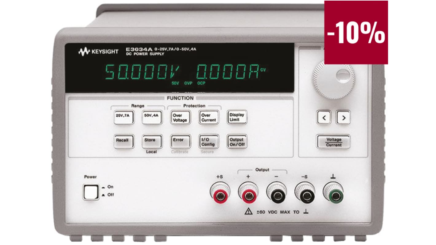 Keysight Technologies E363XA Series Digital Bench Power Supply, 0 → 25V, 4A, 1-Output, 175W - RS Calibrated