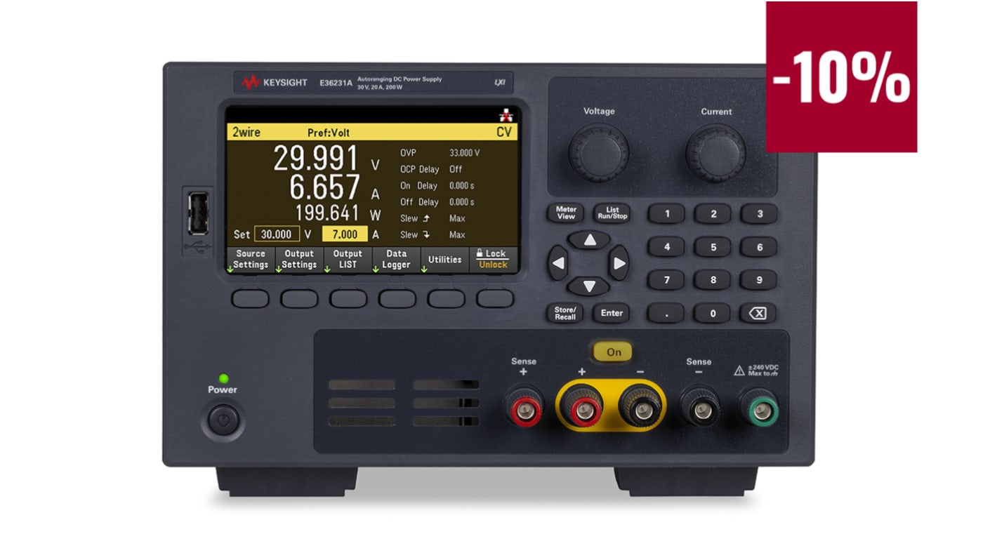 Zasilacz laboratoryjny 0 → 30V 0 → 20A Keysight Technologies 200W Zasilacz z automatycznym przełączaniem zakresów