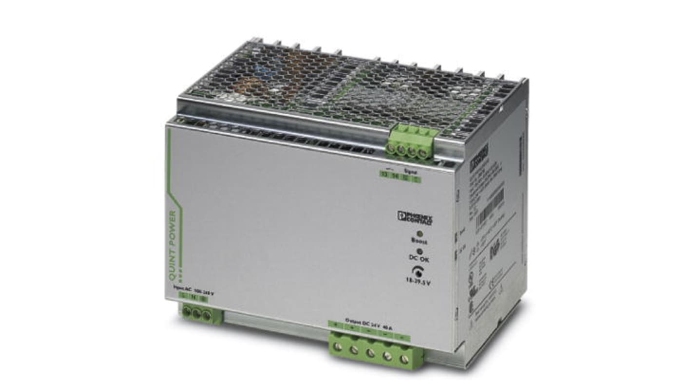 Zasilacz szyny DIN U wy 24V dc I wy 40A U we 85 → 264 V ac / 90 → 300V dc Phoenix Contact 960W impulsowy