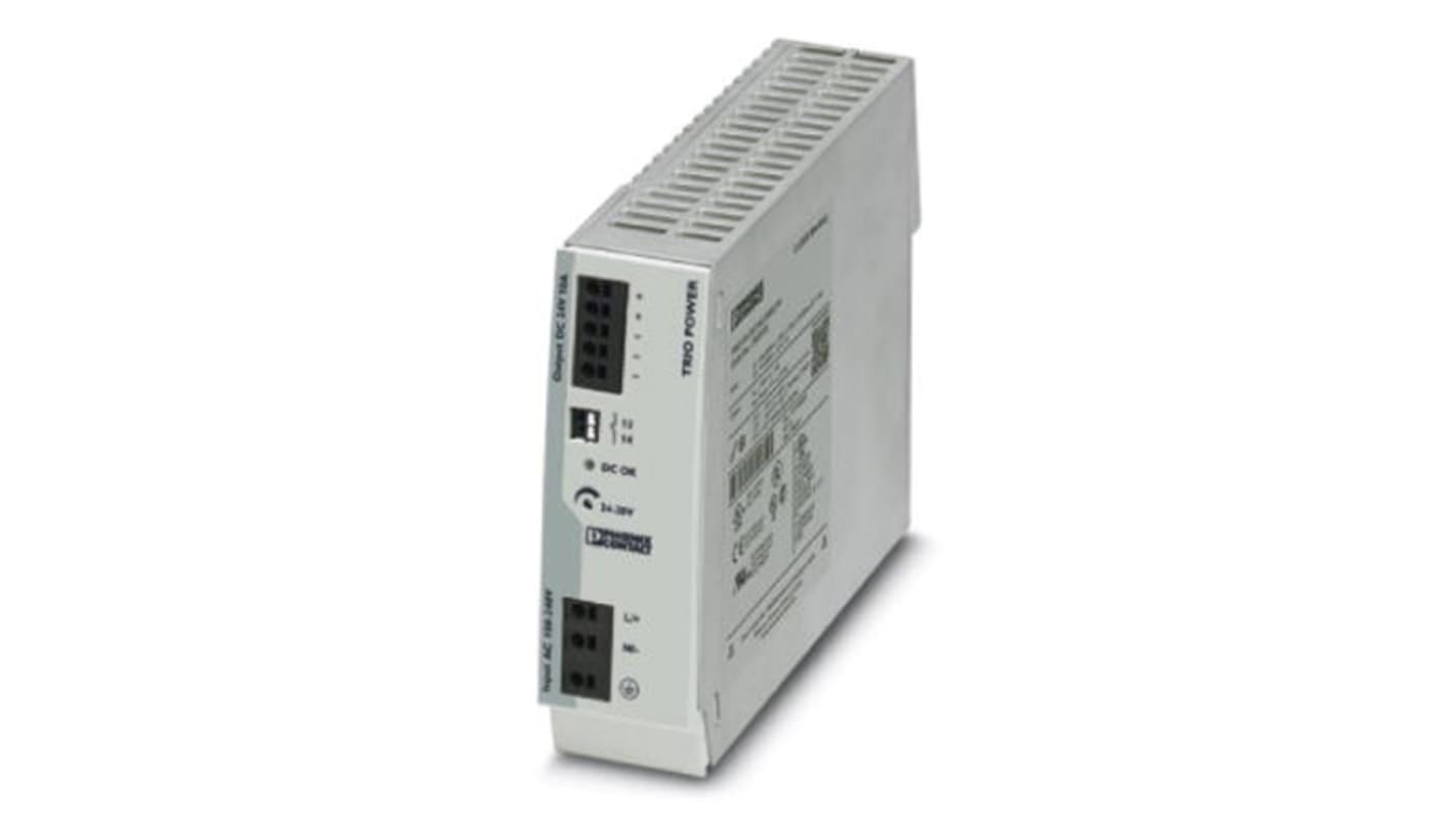 Phoenix Contact DIN-sín tápellátás, 2 kimenet, 24V dc, 10A, BE: 85 → 264V ac, 240W