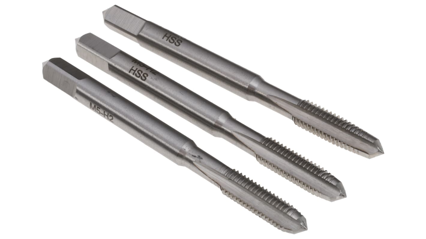 RS PRO Tap Set, M5 Thread, 0.8mm Pitch, Metric Standard, Hand Tap