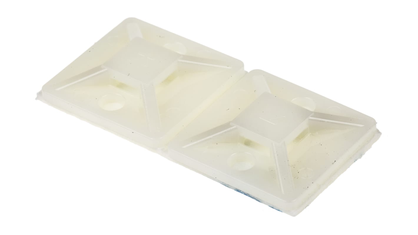 RS PRO Self Adhesive Natural Cable Tie Mount 19.5 mm x 19.5mm, 4.6mm Max. Cable Tie Width