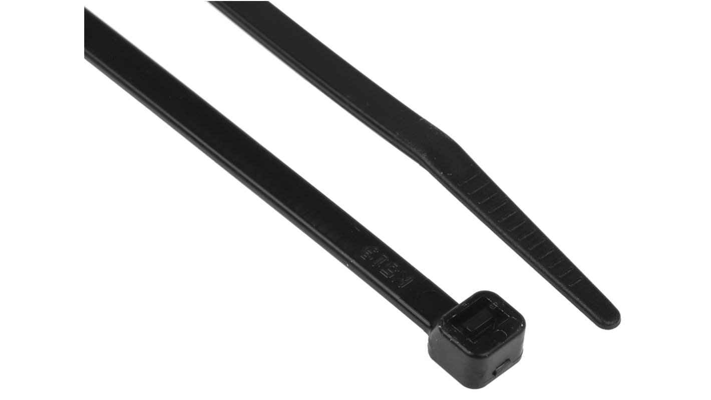 RS PRO Cable Tie, 190mm x 4.8 mm, Black Nylon, Pk-1000