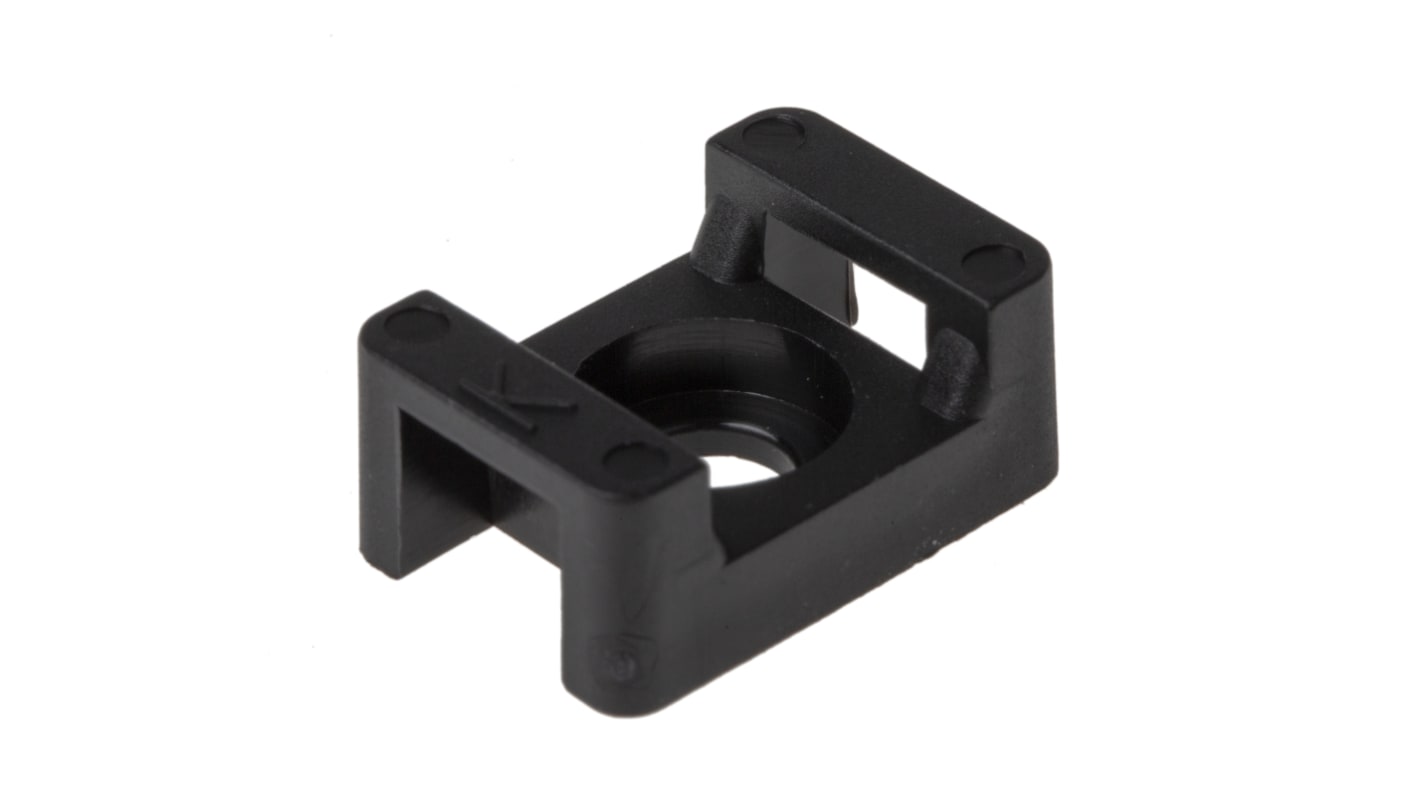 RS PRO Black Cable Tie Mount 16 mm x 23mm, 8mm Max. Cable Tie Width