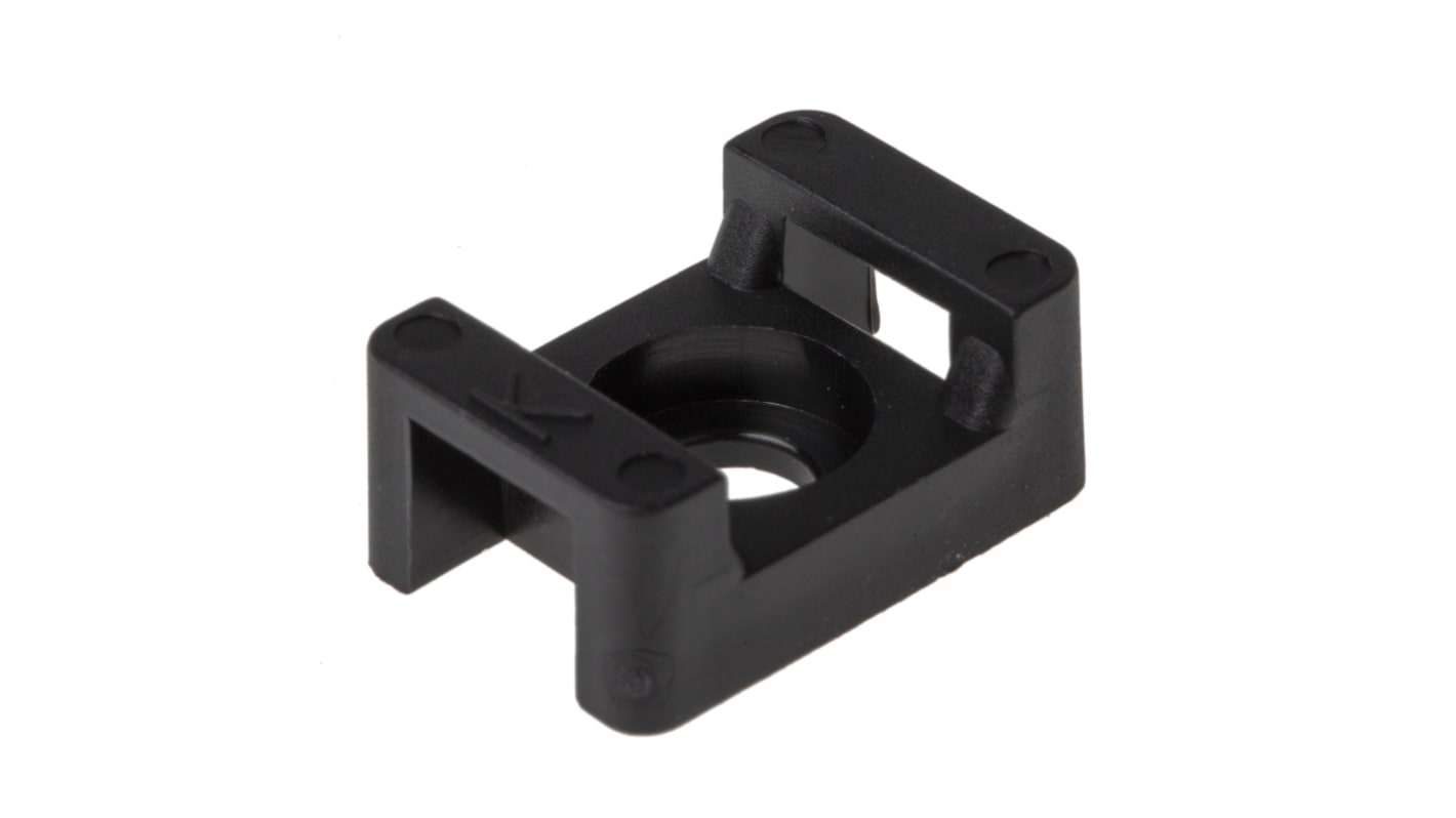 RS PRO Befestigungssockel, Nylon 66 Schwarz 23mm x 16 mm für 6.3mm → 8mm Kabelbinder, 250 Stück