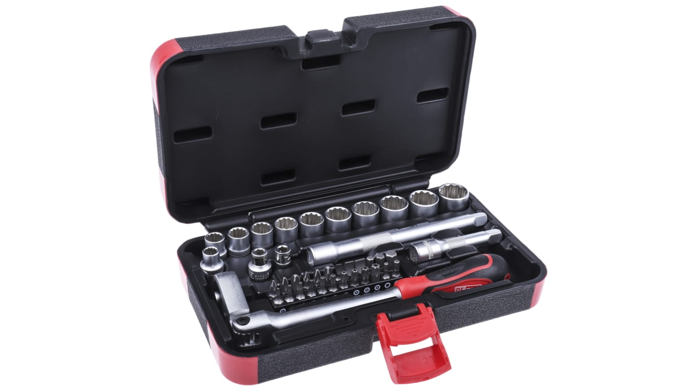 RS PRO 40-Piece Metric 3/8 in Standard Socket/Bit Set with Ratchet