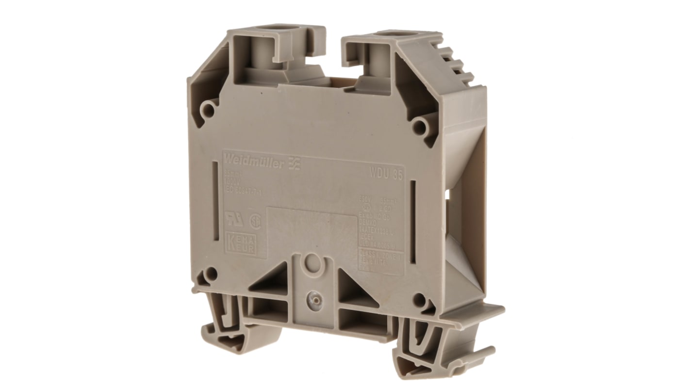 Weidmuller 1020500000 WDU Series Brown, 35mm², Single-Level, Screw Termination, ATEX