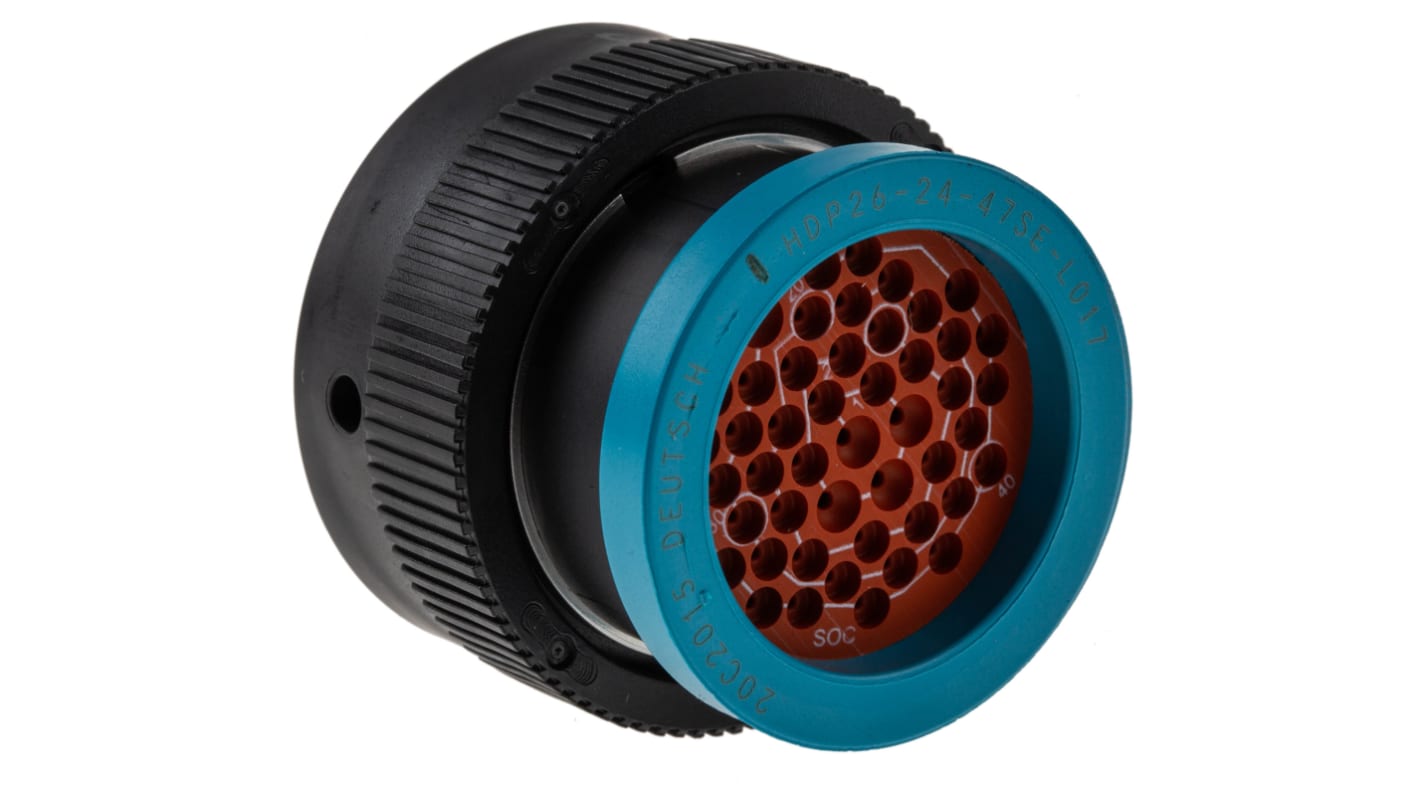 Deutsch Circular Connector, 47 Contacts, Cable Mount, Plug, Female, IP67, HD20 Series