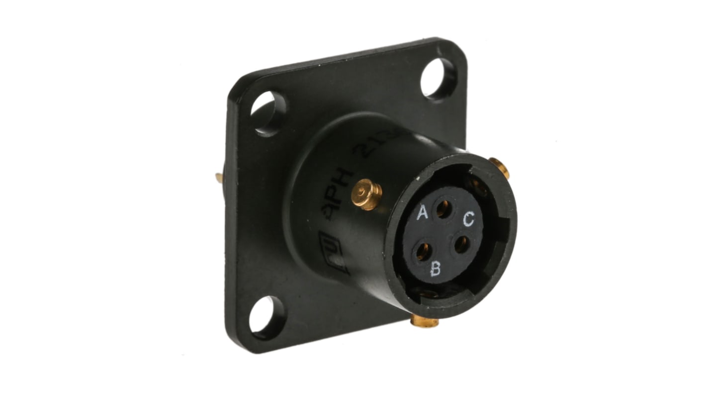Amphenol Limited, 62GB 3 Way Box Mount MIL Spec Circular Connector ReceptacleOlive, Socket Contacts,Shell Size 8,