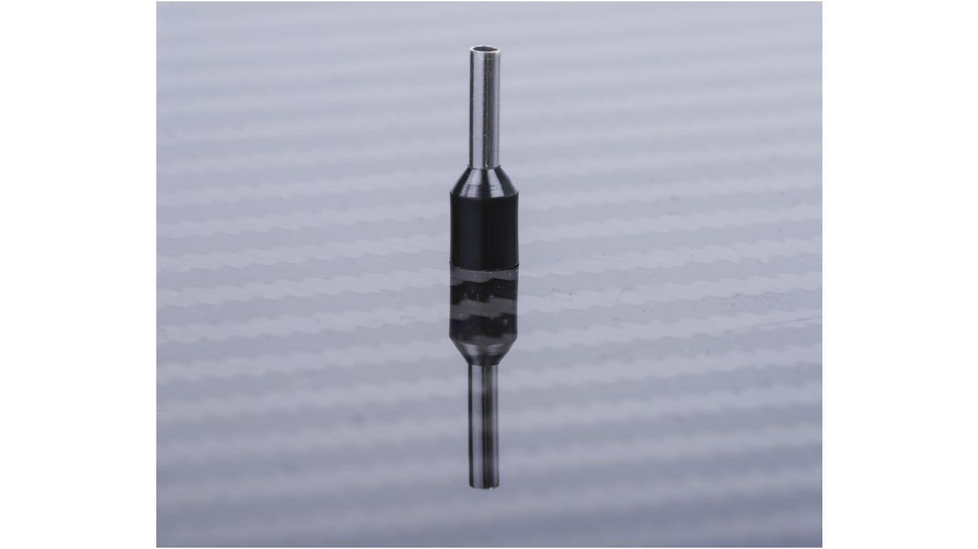 RS PRO 绝缘管型端子, 黑色, 1.5mm², Φ1.7mm x 8mm引脚, 总长14.5mm