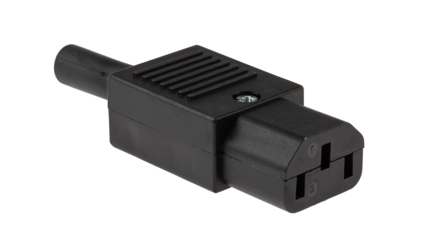 Conector IEC C13 hembra Bulgin, Ángulo recto, Montaje de Cable, 250 V, 10A