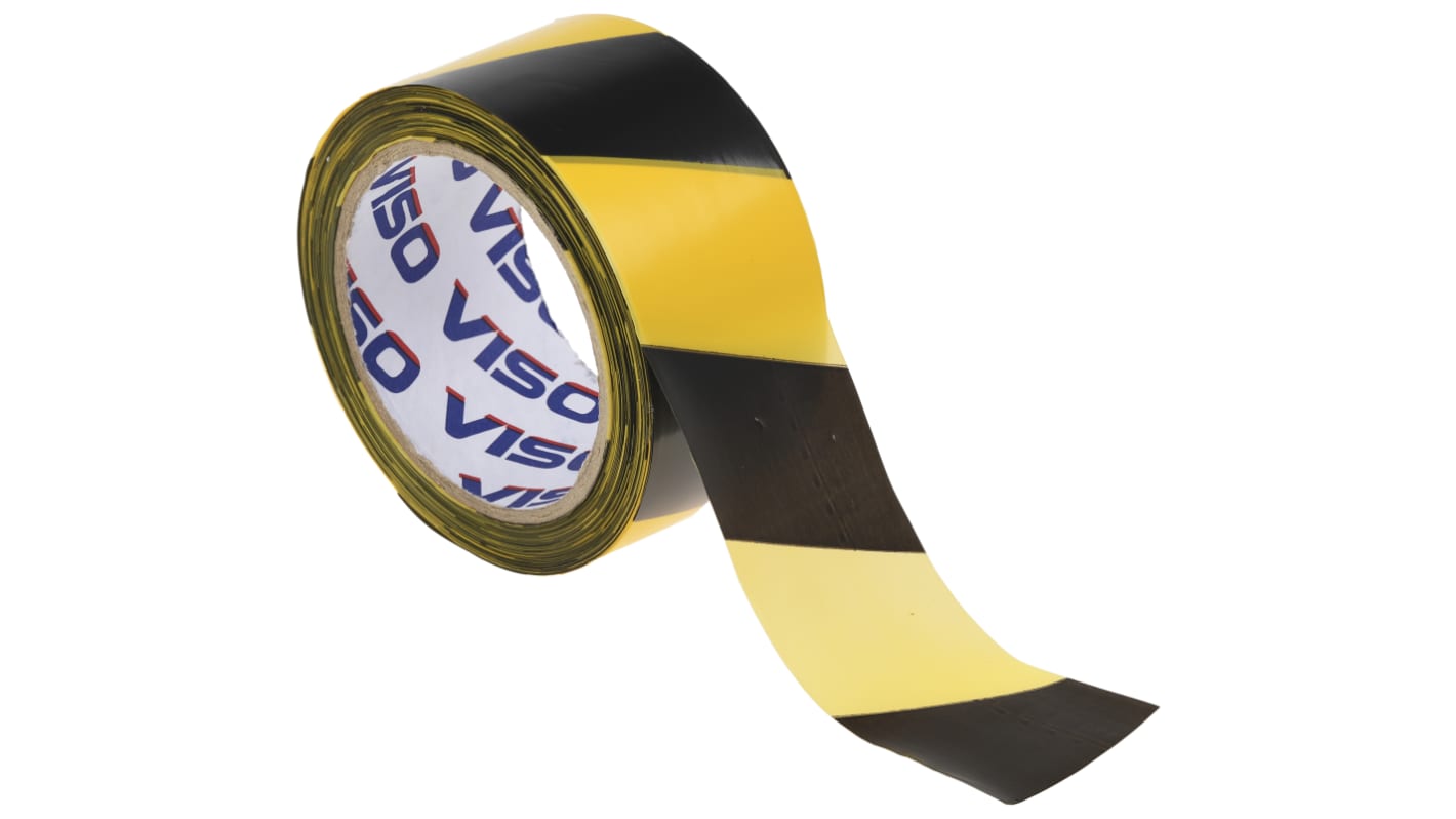 Nastro per segnalazione di pericolo Nero/ giallo RS PRO, in Polietilene ad alta densità, 50mm x 100m
