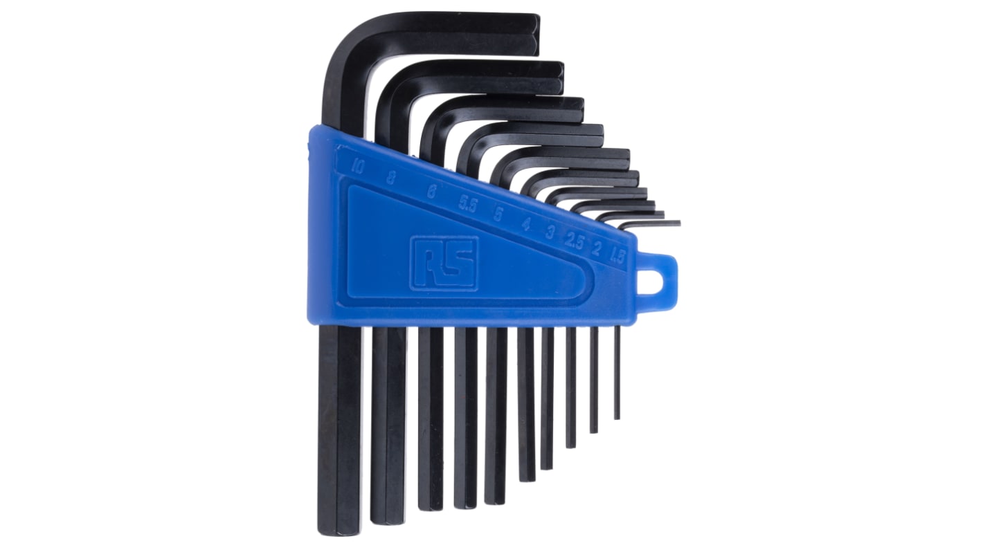 RS PRO 10 piece L Shape Metric Hex Key Set, 1.5 → 10mm