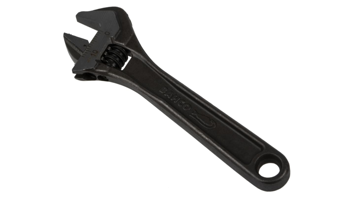 Bahco Adjustable Spanner, 110 mm Overall, 9mm Jaw Capacity, Metal Handle