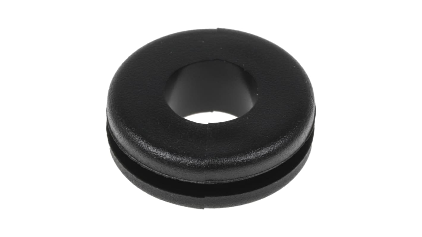 RS PRO Black PVC 9.5mm Cable Grommet for Maximum of 6.4mm Cable Dia.