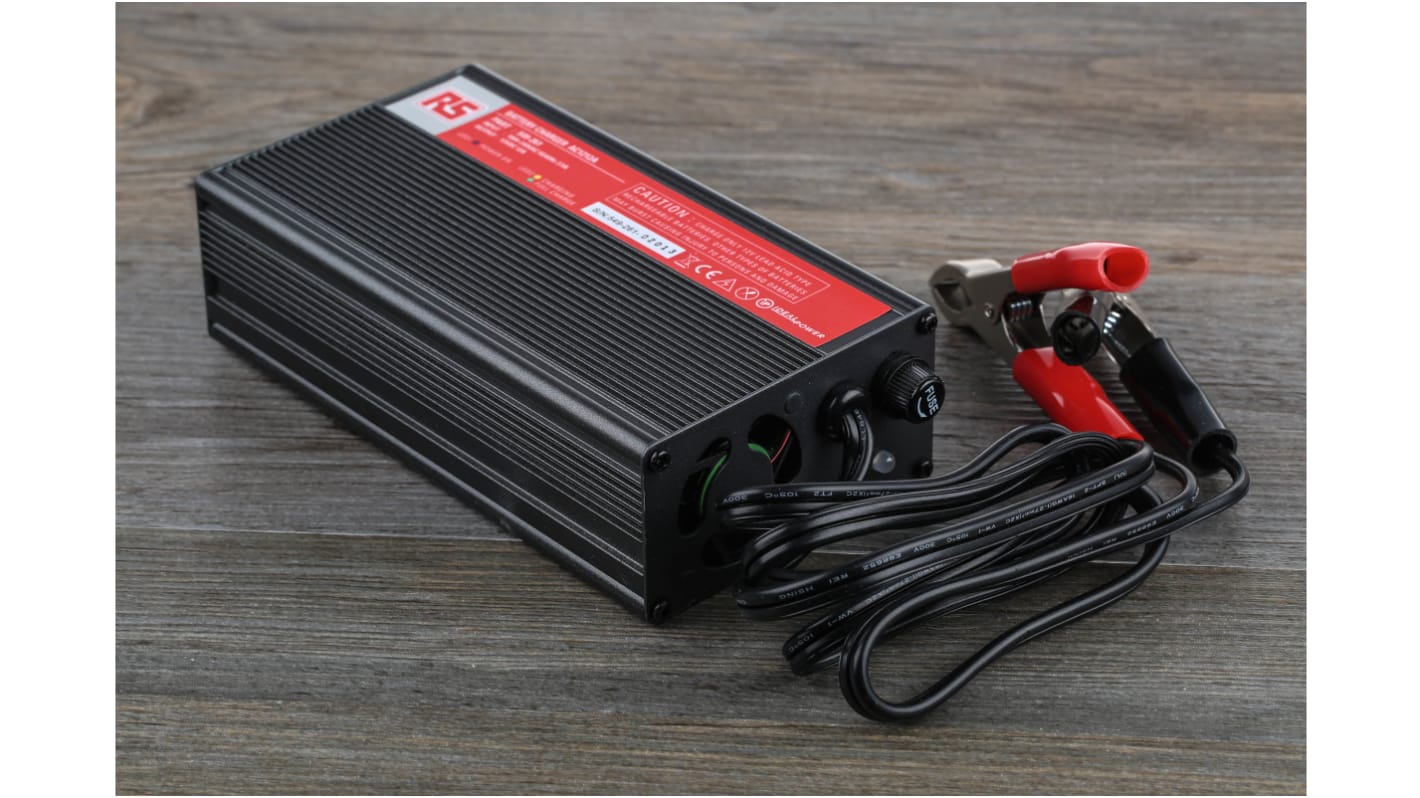 RS PRO Battery Charger For Lead Acid 1 Cell 12V 12A with EU plug