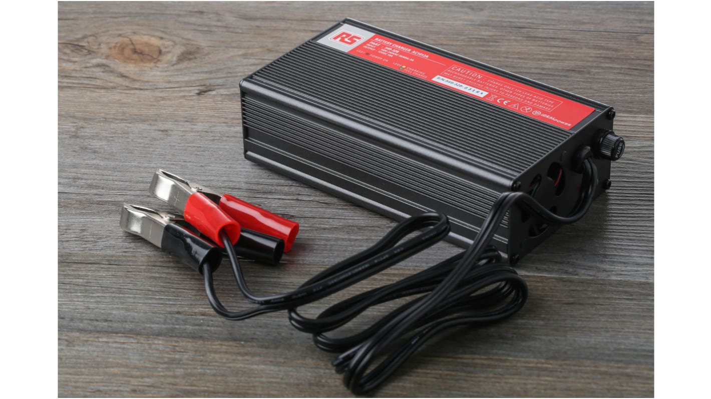 RS PRO Battery Charger For Lead Acid 1 Cell 12V 10A with EU plug