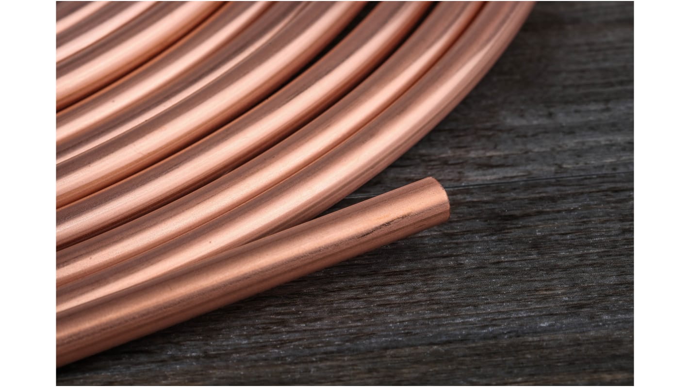 RS PRO 81 bar 10m Long Copper Pipe, 8mm Outer Diam. Copper