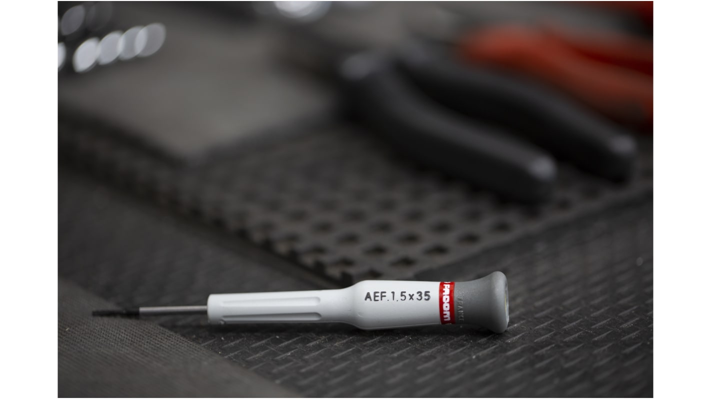 Facom Slotted Precision Screwdriver, 1,5 mm Tip, 35 mm Blade, 117 mm Overall