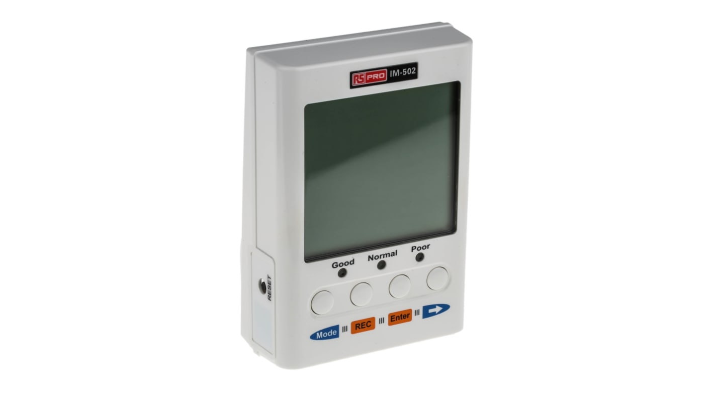 RS PRO IM-502 Air Quality Monitor for CO2, Humidity, Temperature, +122 °F, +50 °C Max, 95%RH Max, Mains-Powered