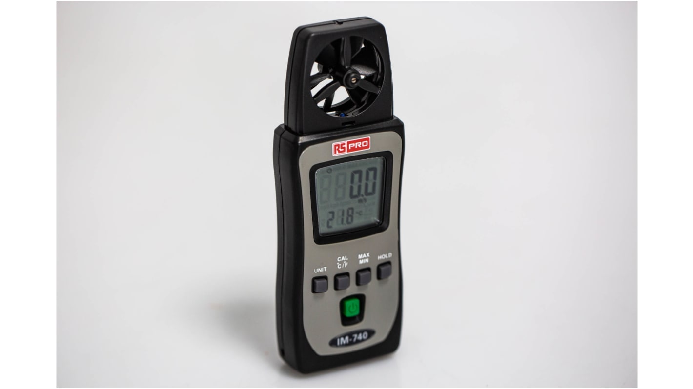 Anemómetro RS PRO IM-740, medición de Velocidad del aire, Temperatura
