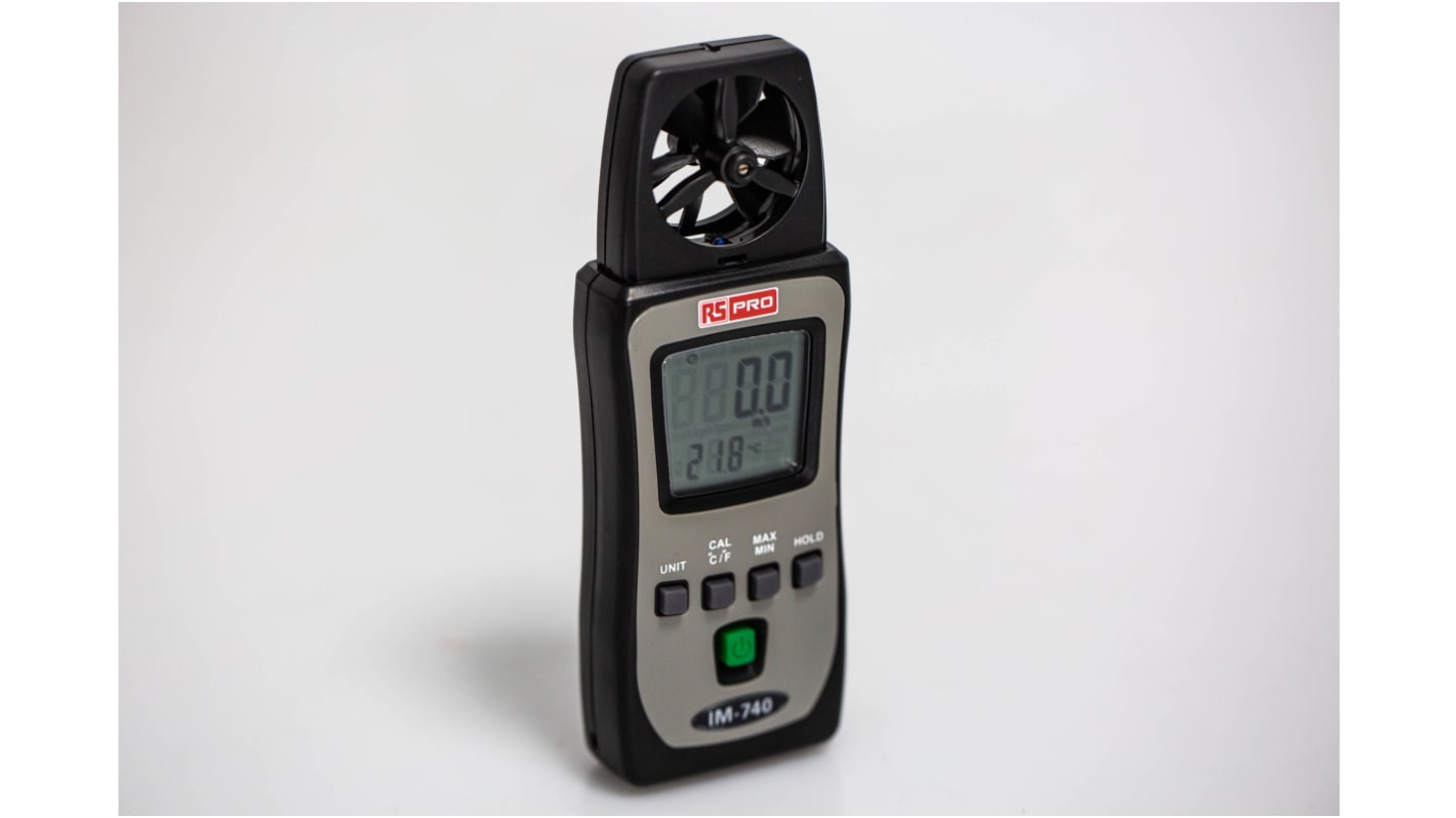 RS PRO IM-740 旋叶风速仪, 耐温度可达+50°C, 风速可达25m/s, 电池可用50 小时