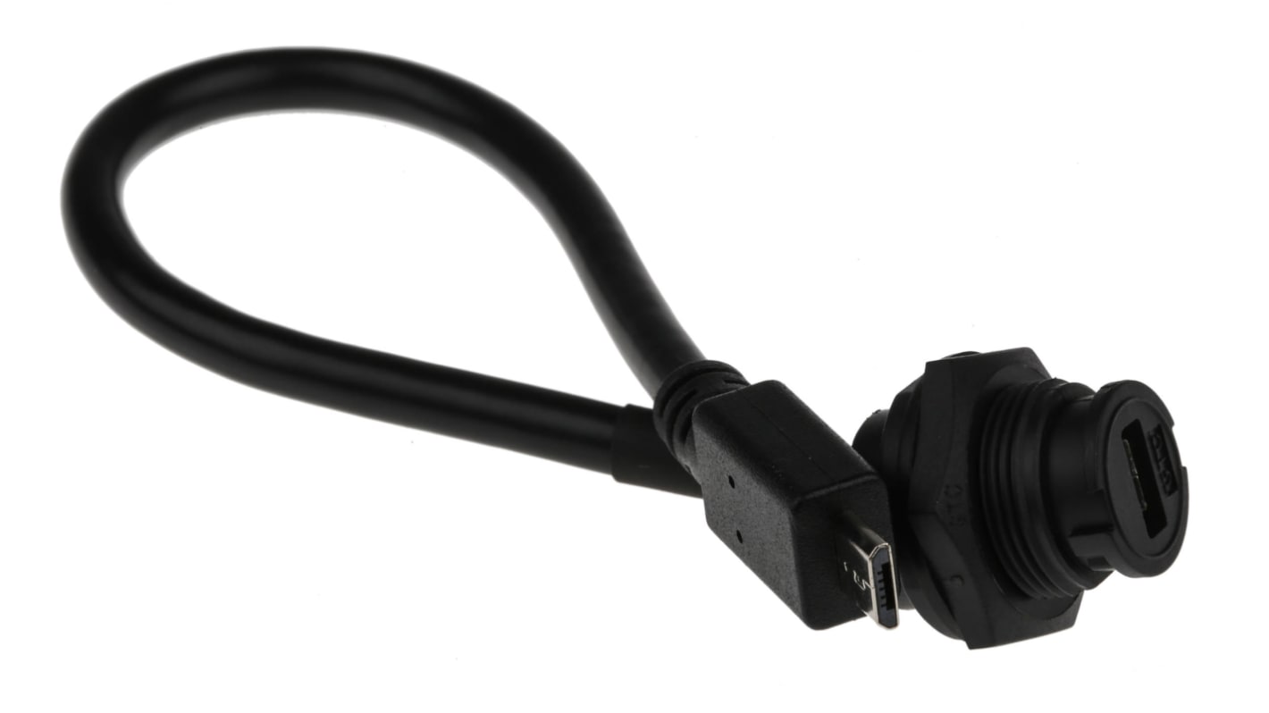 RS PRO USB 2.0, Female Micro USB B to Male USB B, 200mm