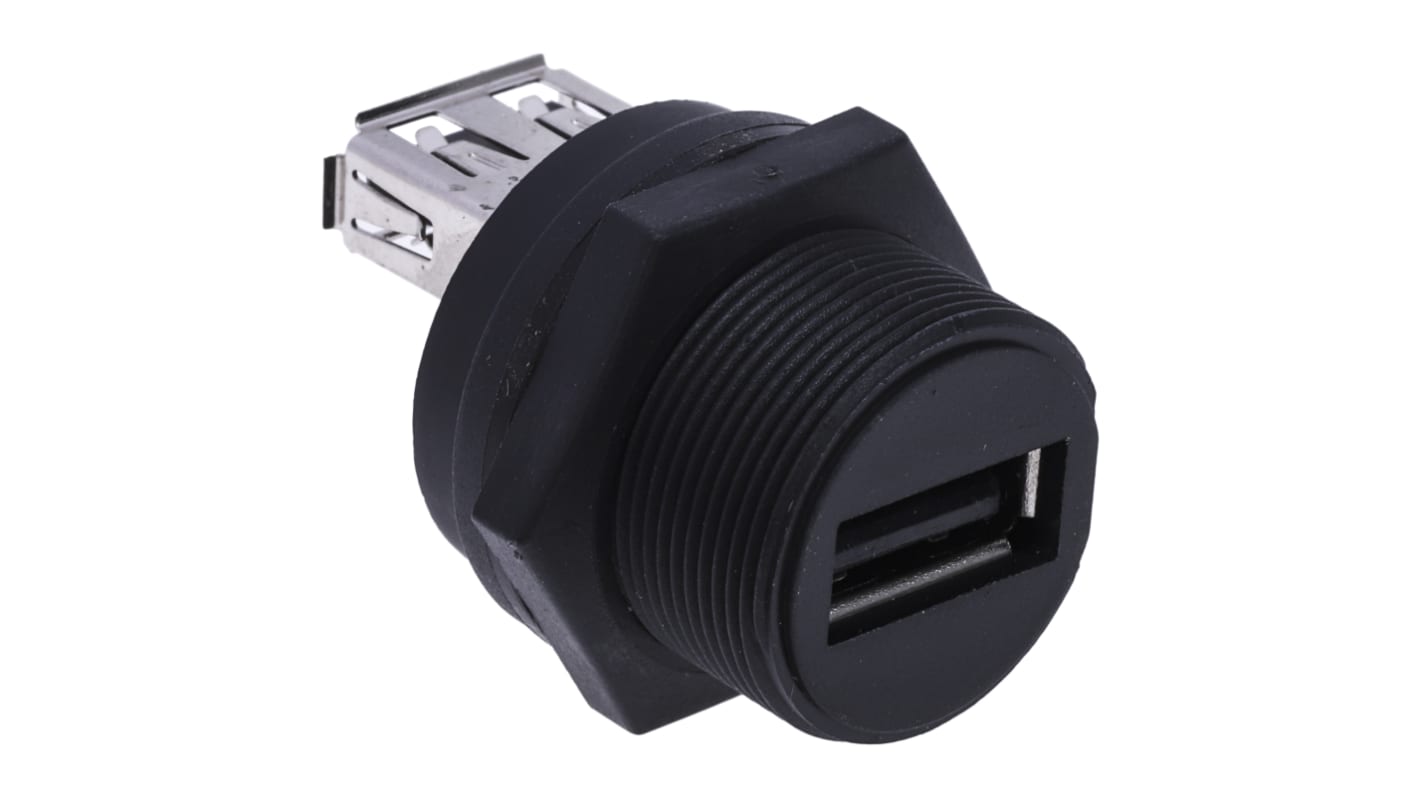 Connecteur USB 2.0 A Femelle RS PRO 2 ports, Montage panneau, Droit