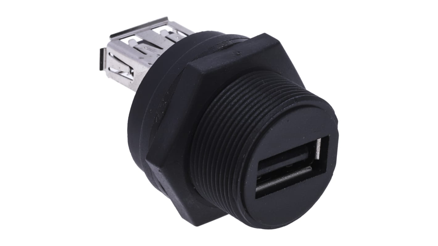 RS PRO Straight, Panel Mount, Socket Type A 2.0 IP67 USB Connector