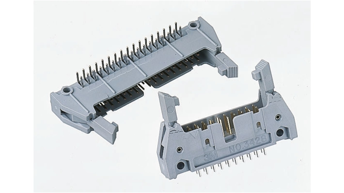 3M 3000 Series Right Angle Through Hole PCB Header, 60 Contact(s), 2.54mm Pitch, 2 Row(s), Shrouded