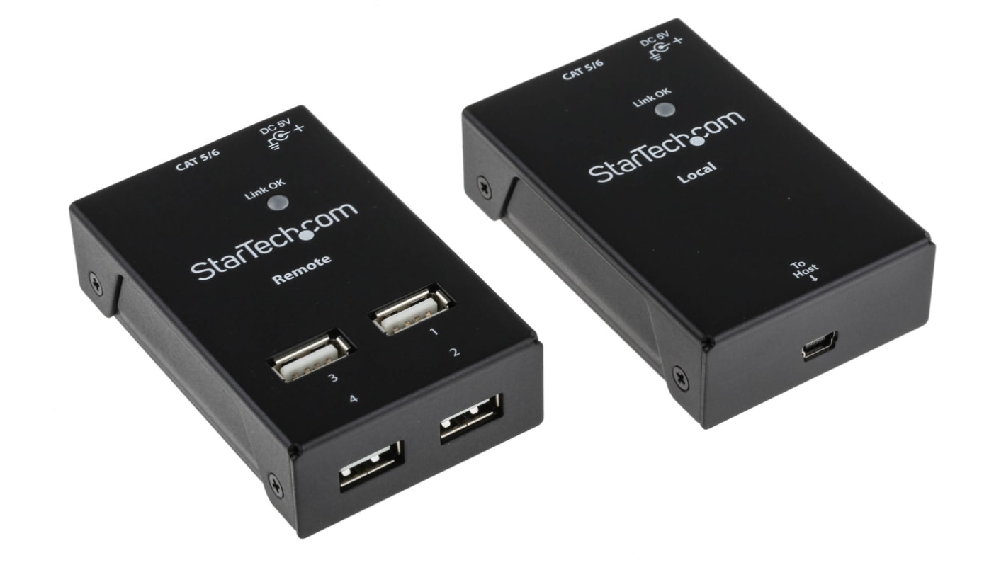 StarTech.com USB-Extender, 50m, USB 2.0, CATx 4-Port, 80 x 52 x 22mm lokales Gerät, 80 x 52 x 22mm