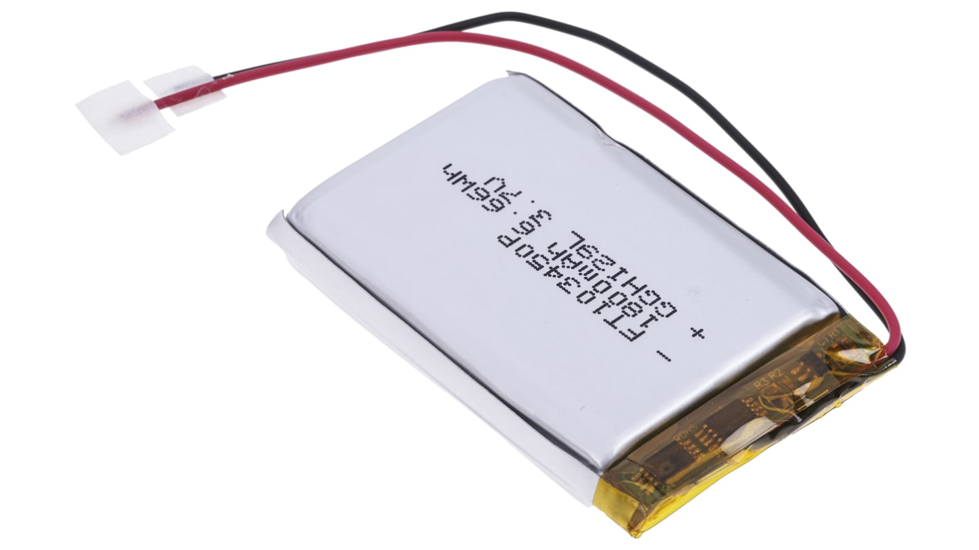 RS PRO RS PRO, 3.7V, 103450, Lithium Polymer Rechargeable Battery, 1.8Ah