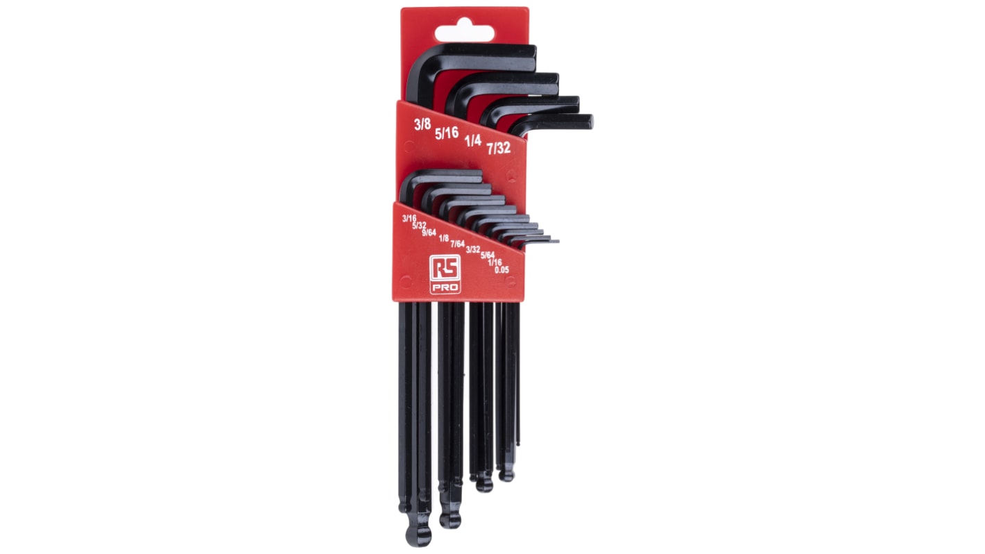 RS PRO 13 piece L Shape Imperial Hex Key Set, 0.05 → 3/8in