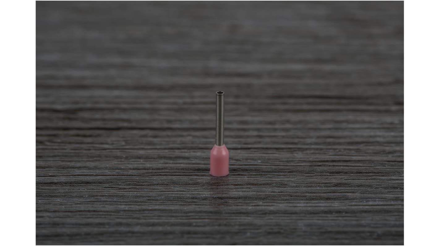 RS PRO Insulated Crimp Bootlace Ferrule, 8mm Pin Length, 0.8mm Pin Diameter, 0.34mm² Wire Size, Pink