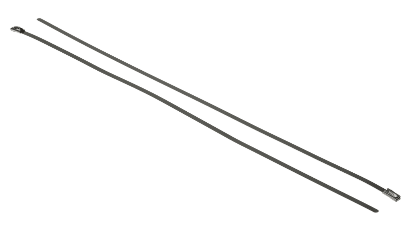 RS PRO Cable Tie, Roller Ball, 360mm x 4.6 mm, Metallic 316 Stainless Steel, Pk-100