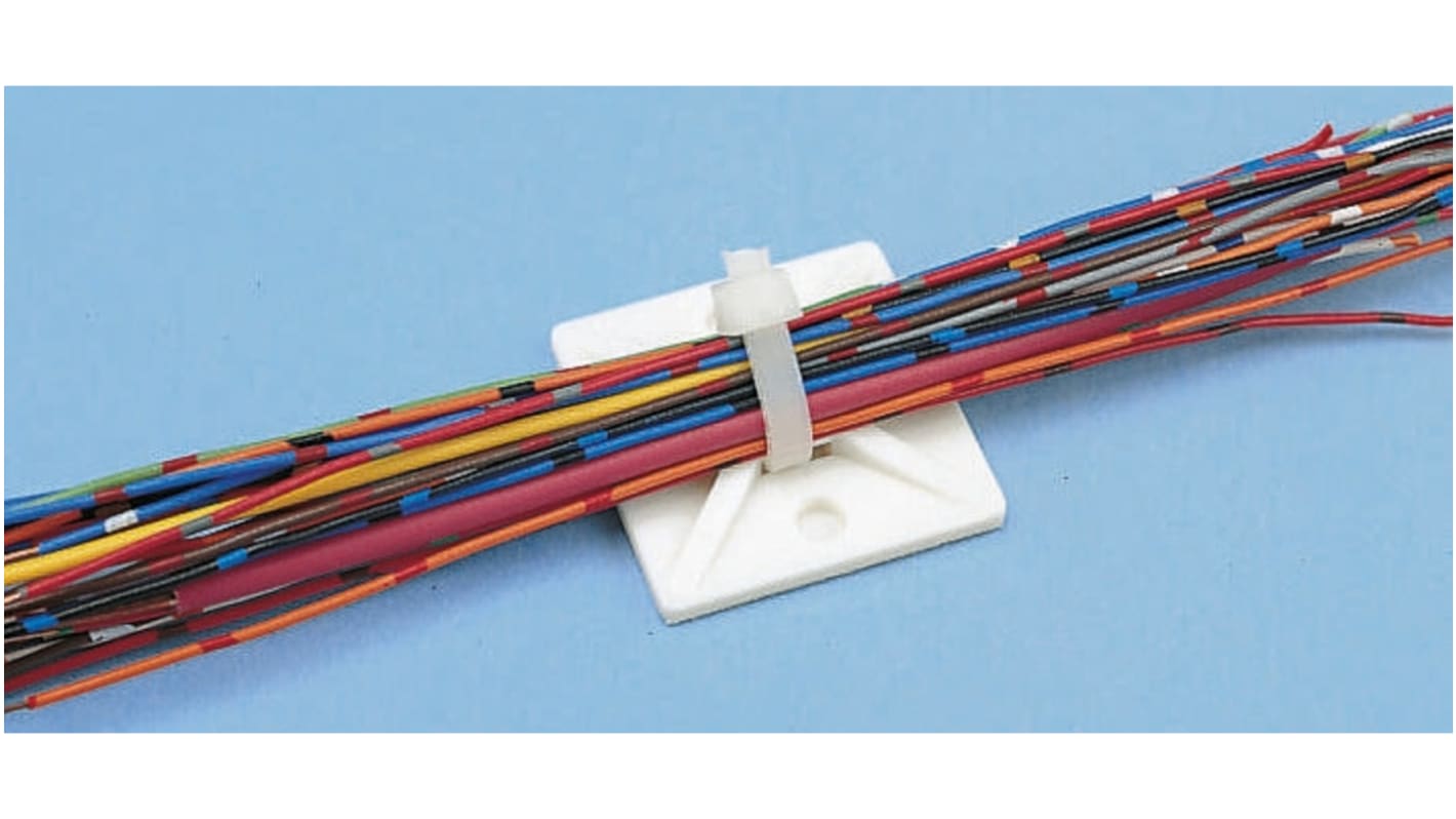 HellermannTyton Self Adhesive Black Cable Tie Mount 28 mm x 28mm, 5.4mm Max. Cable Tie Width