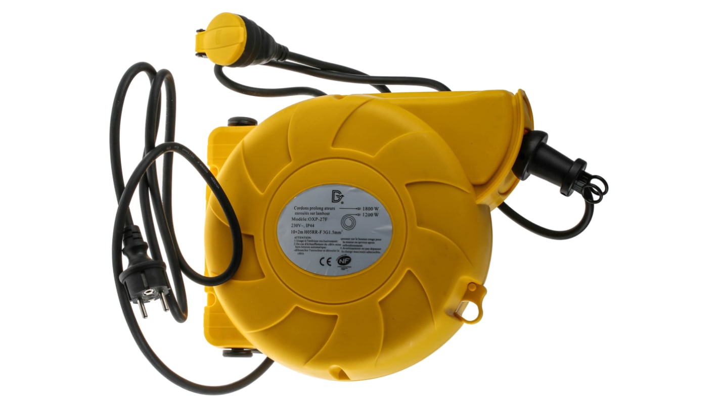 RS PRO 10m 1 Socket NF Cable Reel Cassette Reel, 230 V ac