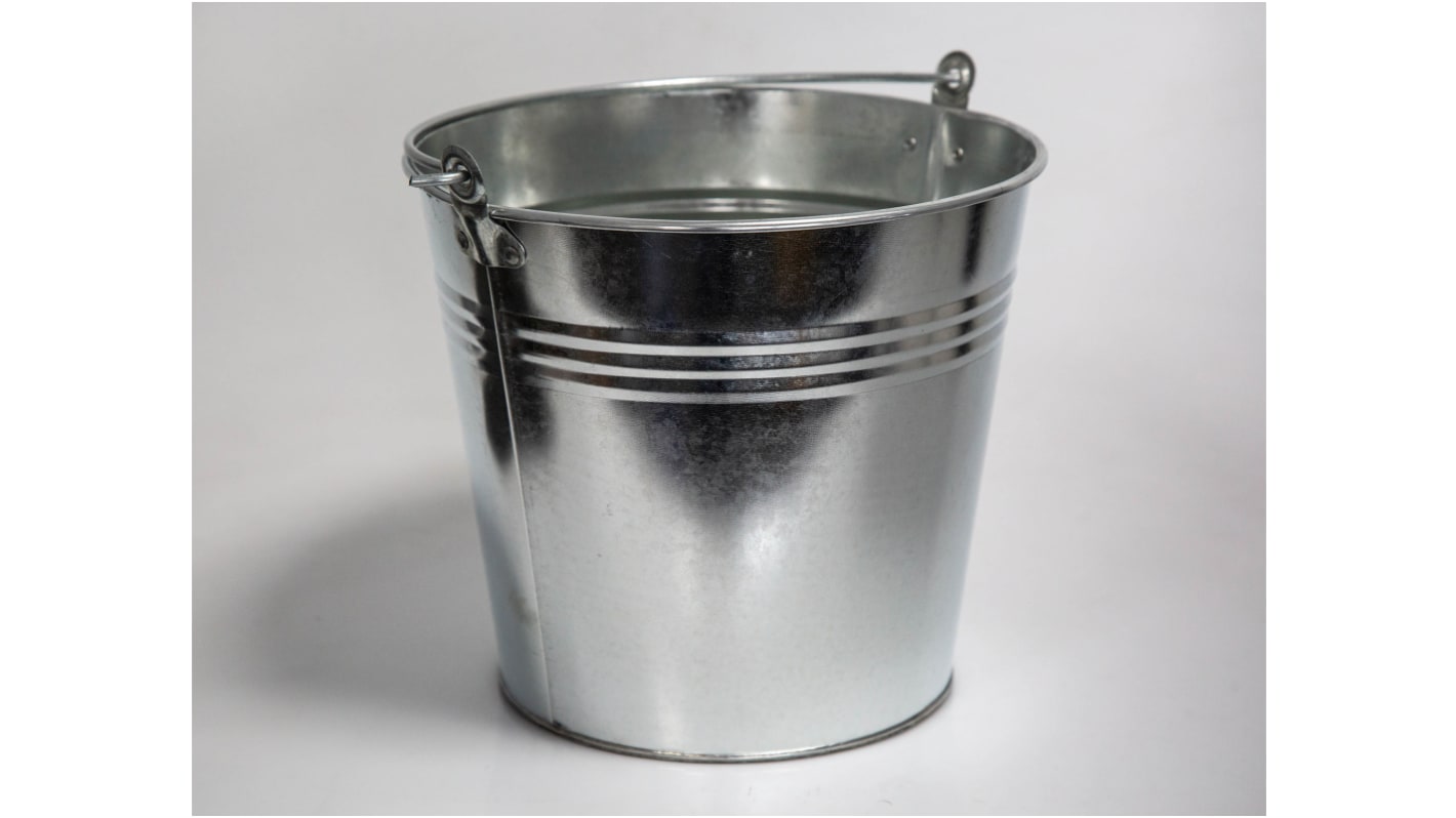 12L Galvanised Steel Silver Bucket With Handle