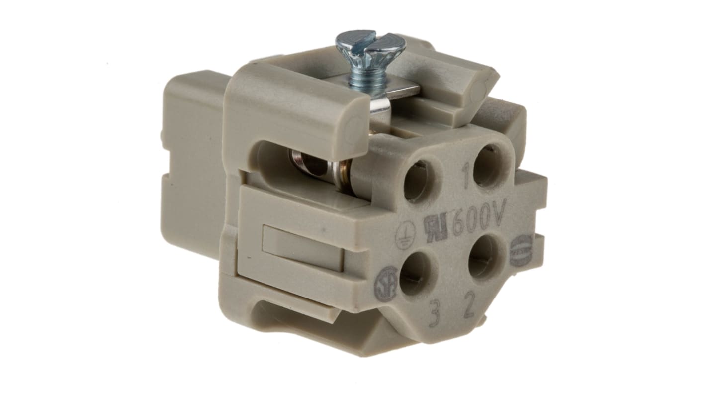 HARTING Heavy Duty Power Connector Insert, 10A, Female, Han A Series, 3  Contacts