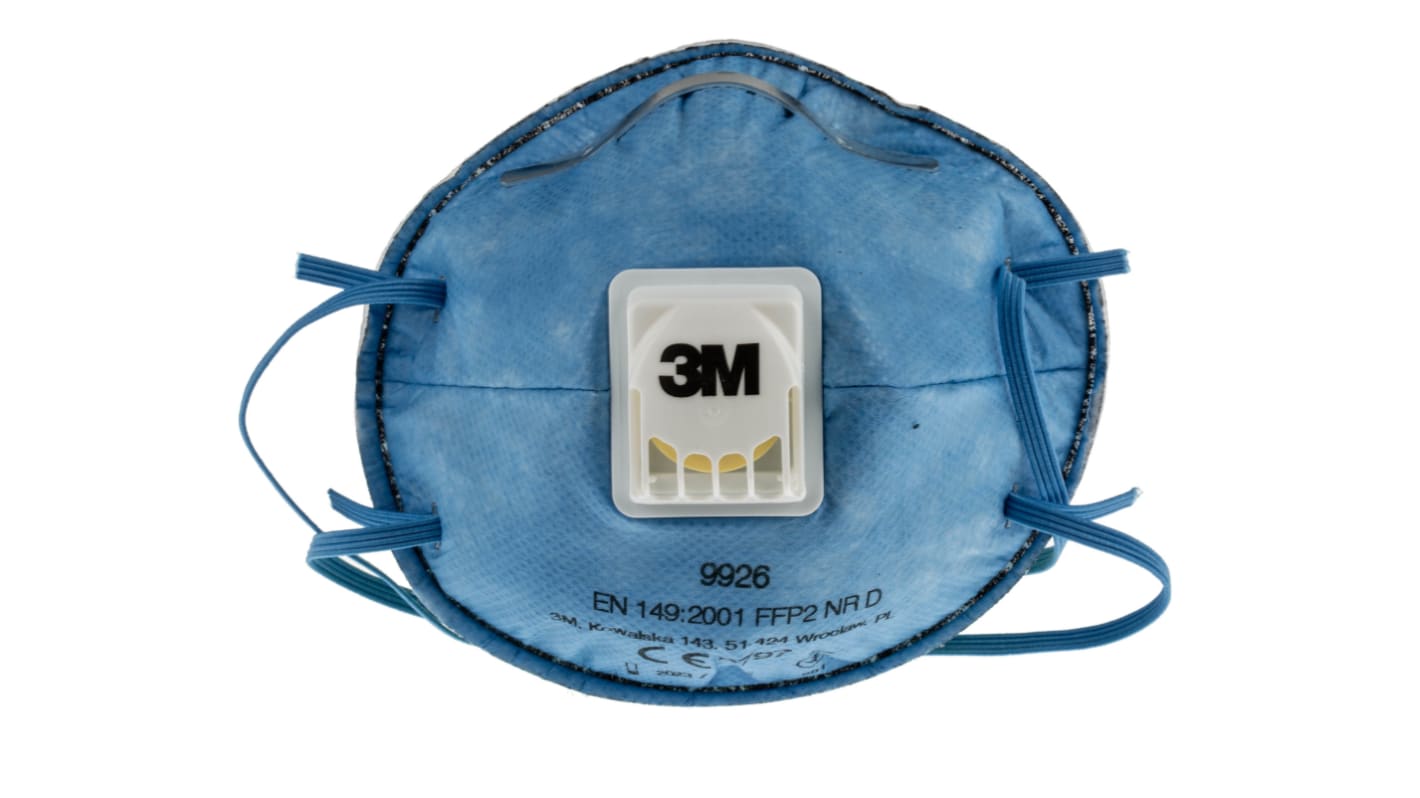 Maschera respiratoria FFP2 3M serie 9900 Speciality, col. Blu, Bianco, con clip per naso regolabile