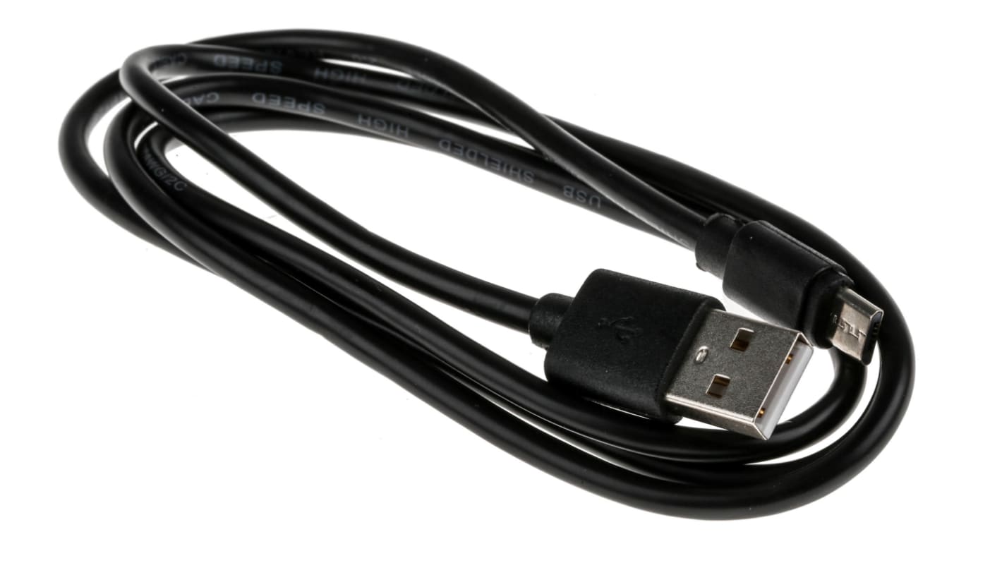 Cable USB 2.0 RS PRO, con A. USB A Macho, con B. Micro USB B Macho, long. 1m, color Negro