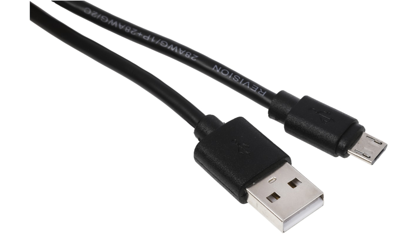 RS PRO USB 2.0 Cable, Male USB A to Male Micro USB B  Cable, 1.8m