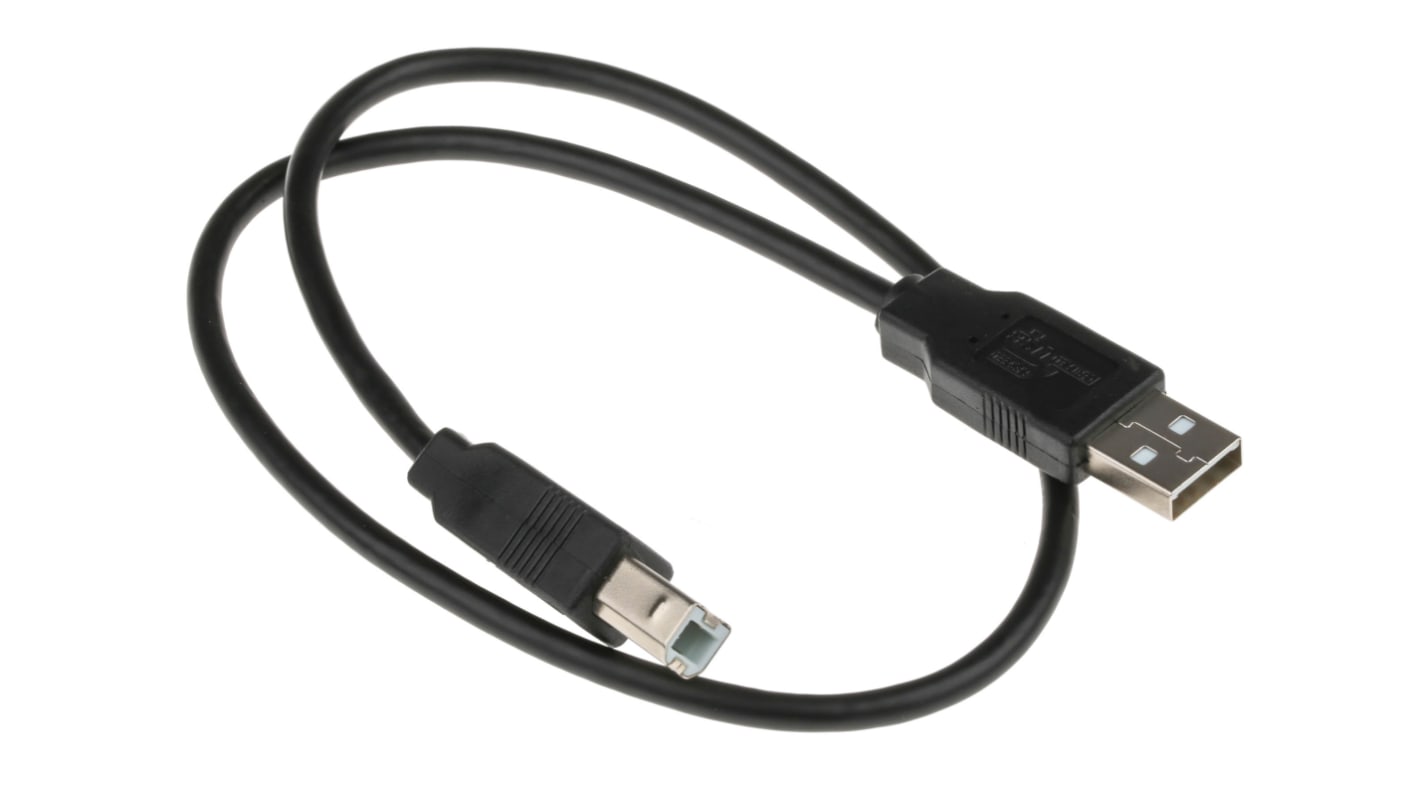 RS PRO USB 2.0, Male USB A to Male USB B, 500mm