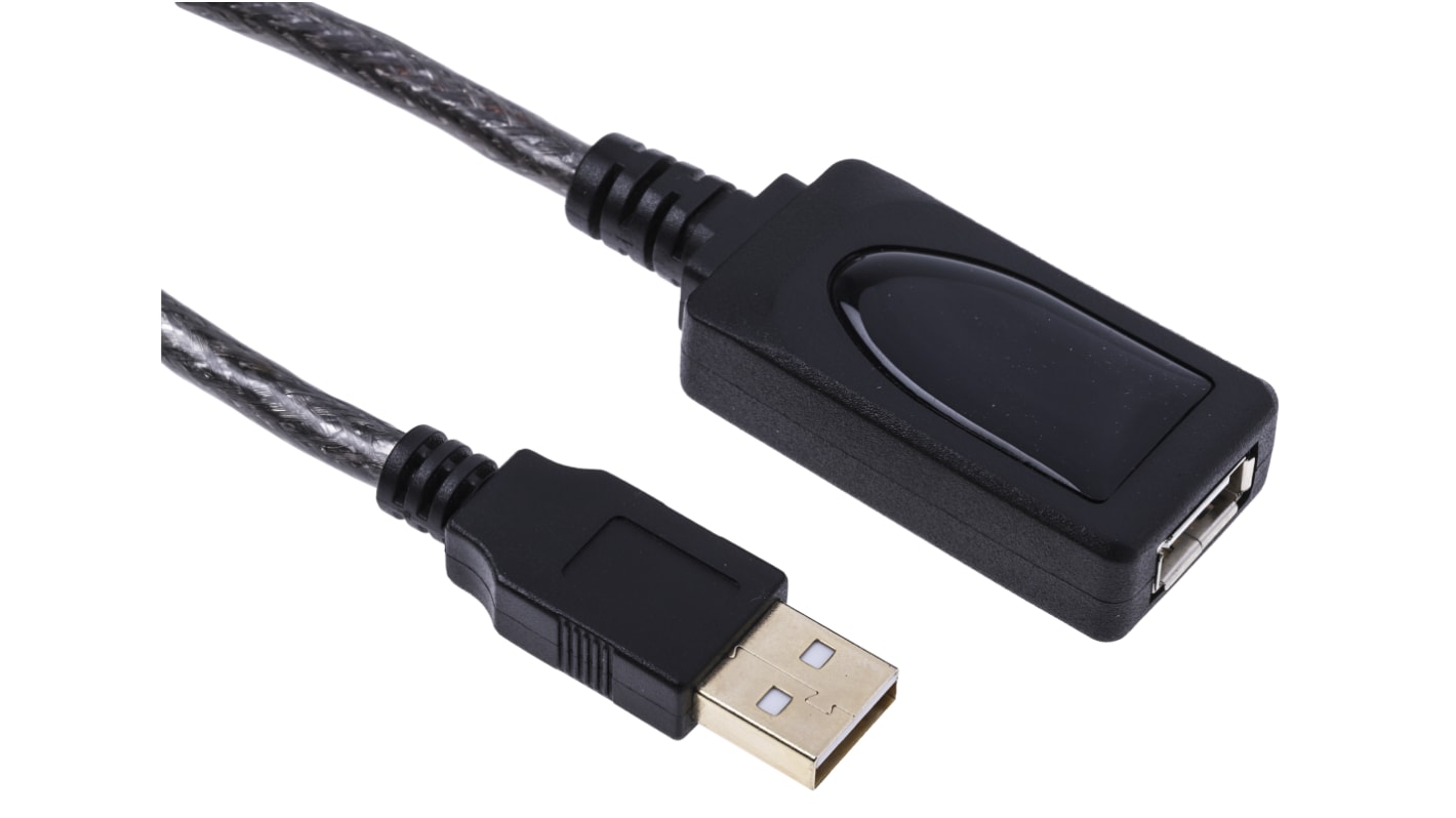 RS PRO USB 2.0, Male USB A to Female USB A, 12m