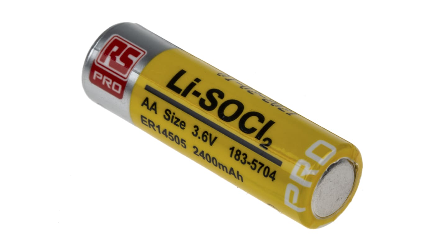 Batterie AA RS PRO, 3.6V, 2.4Ah, Litio cloruro di tionile, terminale Standard