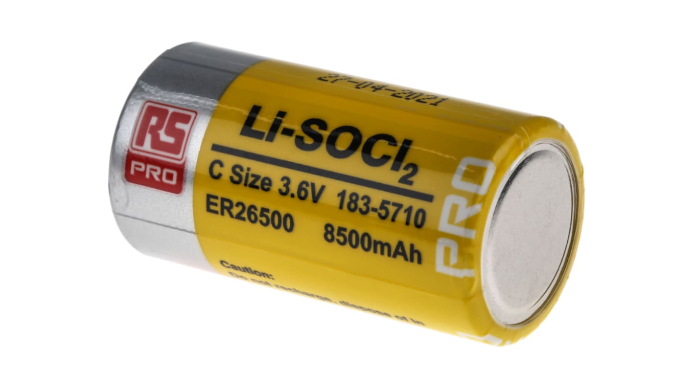 RS PRO 3.6V Lithium Thionyl Chloride C Battery