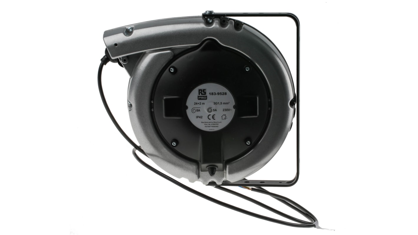 Avvolgicavo RS PRO 24m, 0 prese, 230 V, 8A